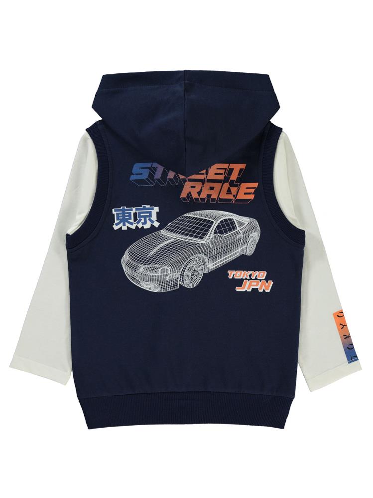 Civil Boys Tokyo Baskılı 2-5 Yaş Yelekli Sweatshirt - Lacivert