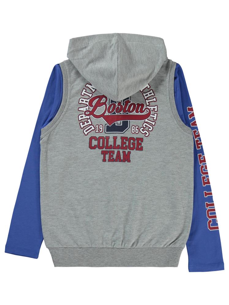 Civil Boys Boston Baskılı 10-13 Yaş Yelekli Sweatshirt - Gri