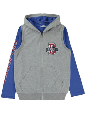 Civil Boys Boston Baskılı 10-13 Yaş Yelekli Sweatshirt - Gri