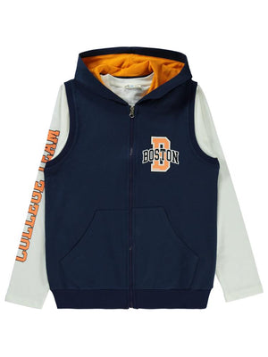 Civil Boys Boston Baskılı 10-13 Yaş Yelekli Sweatshirt - Lacivert