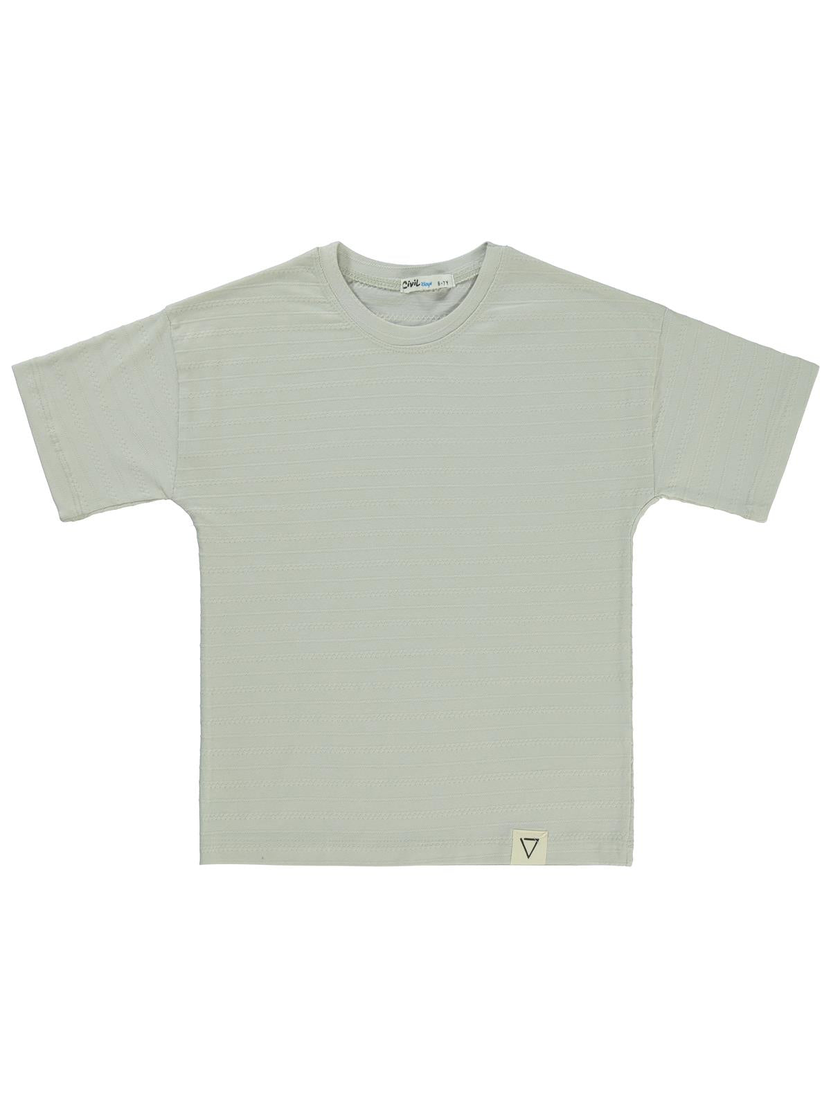 Civil Boys Kendinden Desenli 10-13 Yaş Tişört - Gri