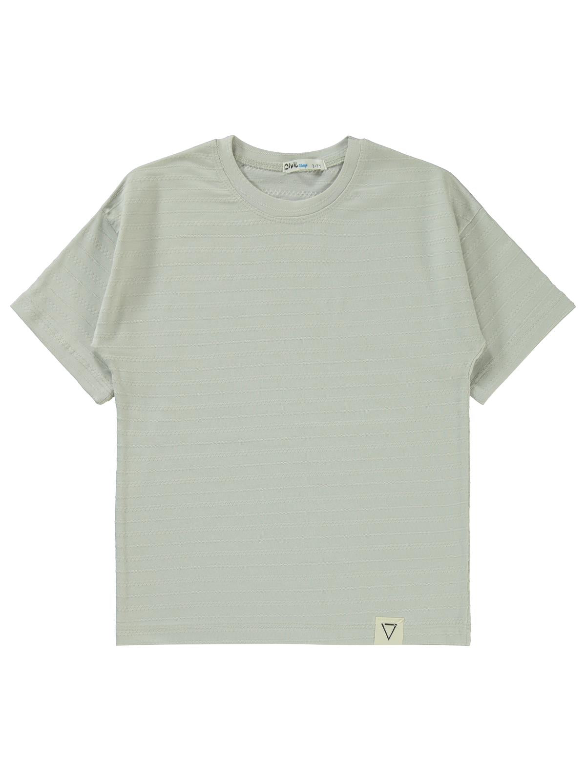 Civil Boys Kendinden Desenli 10-13 Yaş Tişört - Gri