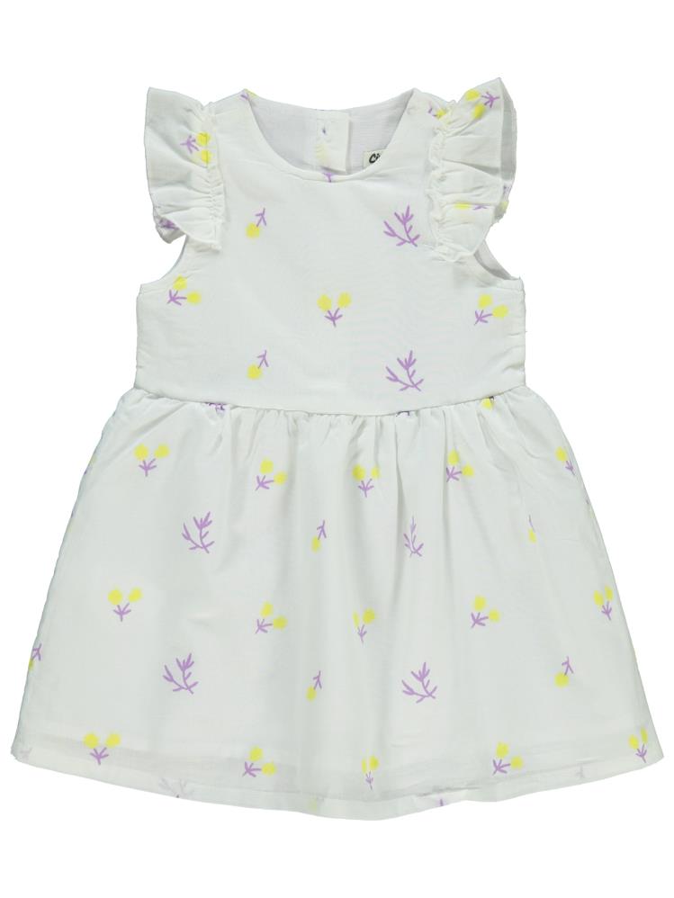 Civil Girls Çiçek Baskılı 2-5 Yaş Elbise - Ekru