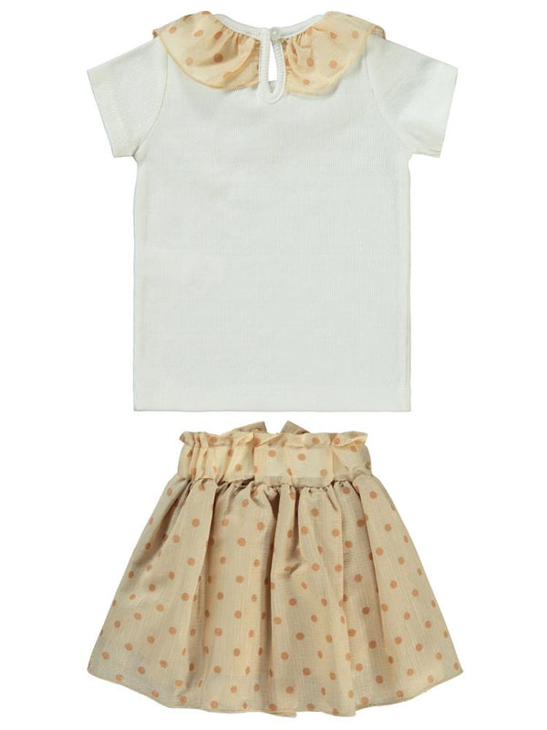 Civil Girls Puan Baskılı 2-5 Yaş Takım - Ekru