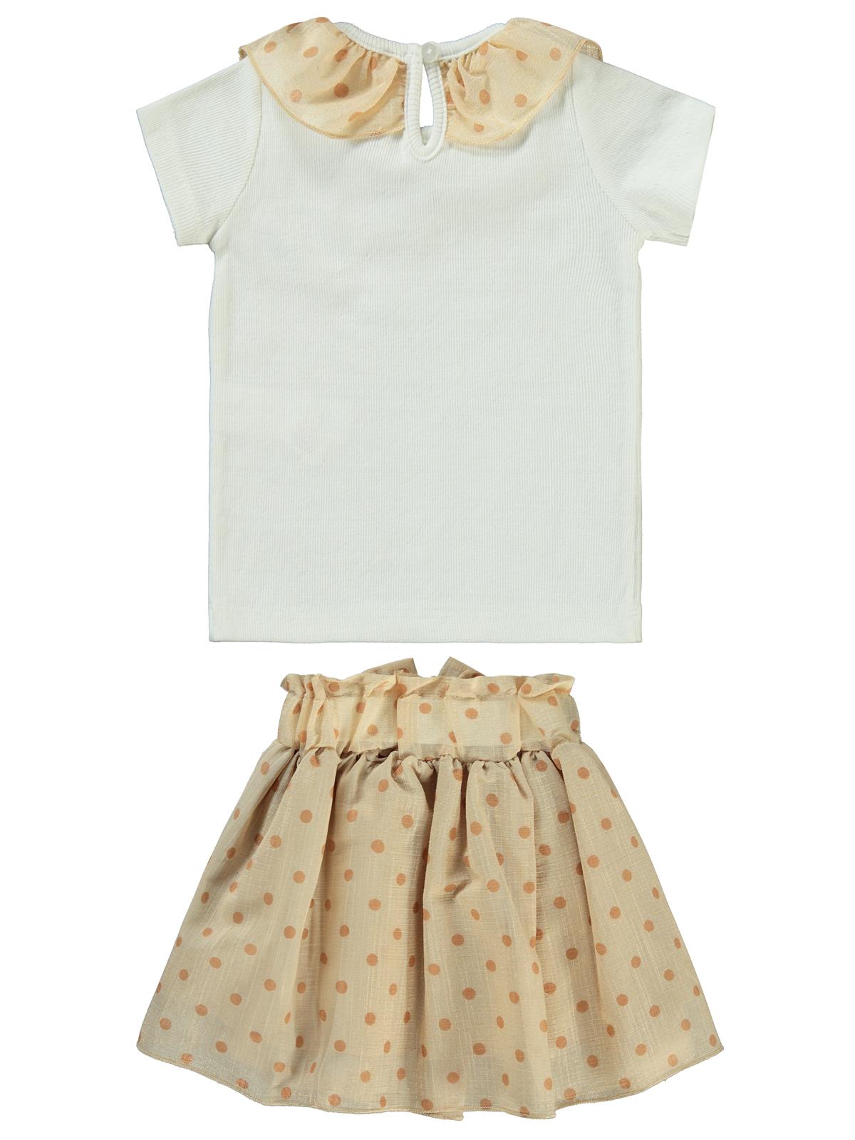 Civil Girls Puan Baskılı 2-5 Yaş Takım - Ekru