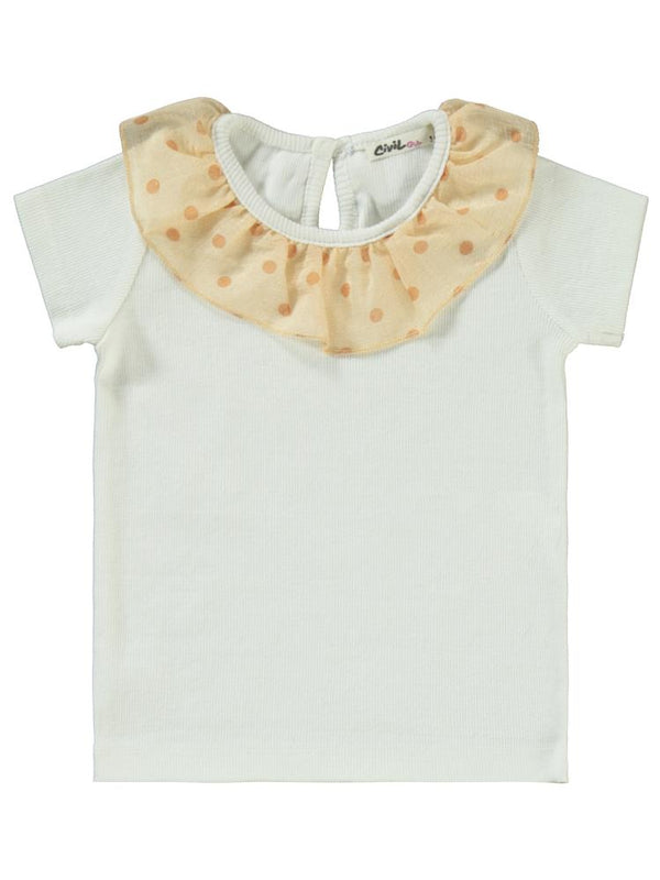 Civil Girls Puan Baskılı 2-5 Yaş Takım - Ekru