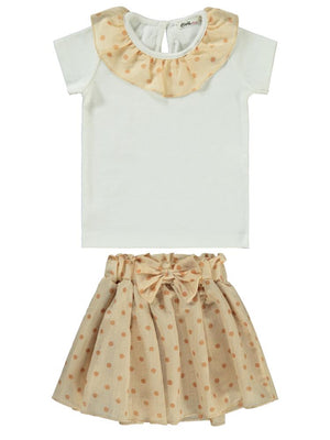 Civil Girls Puan Baskılı 2-5 Yaş Takım - Ekru