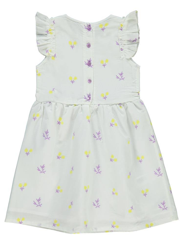 Civil Girls Çiçek Baskılı 6-9 Yaş Elbise - Ekru