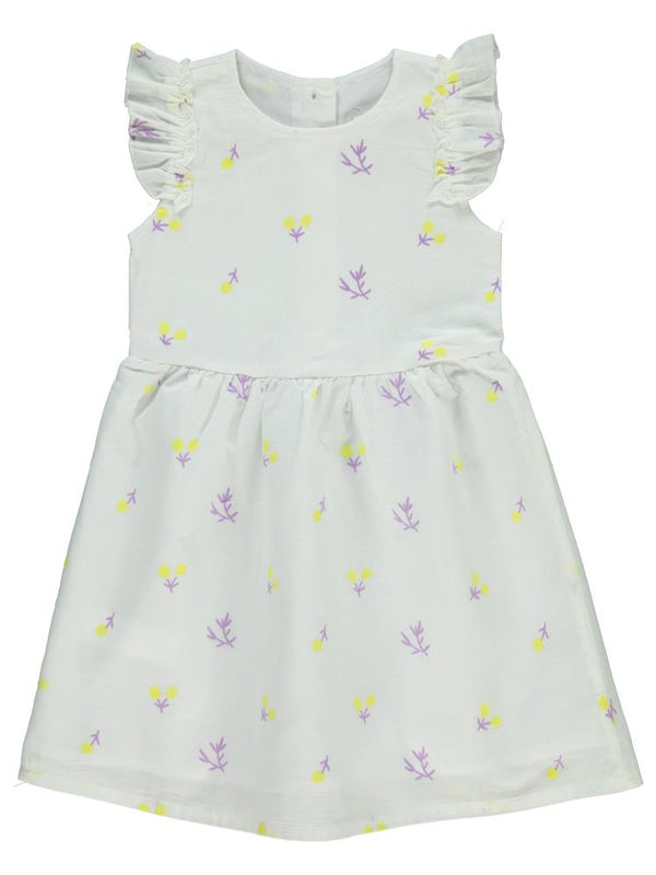 Civil Girls Çiçek Baskılı 6-9 Yaş Elbise - Ekru