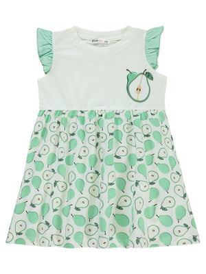 Civil Girls Meyveler Baskılı 2-5 Yaş Elbise - Yeşil