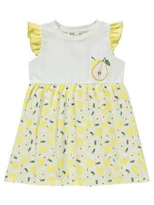 Civil Girls Meyveler Baskılı 2-5 Yaş Elbise - Sarı