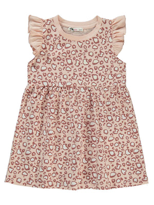 Civil Girls Leoparlı 2-5 Yaş Elbise - Pudra