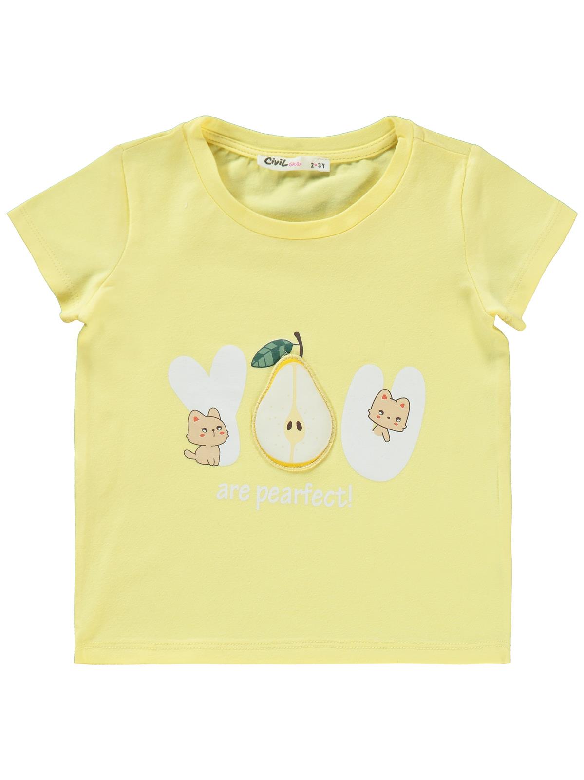 Civil Girls Meyveler Baskılı 2-5 Yaş Takım - Sarı