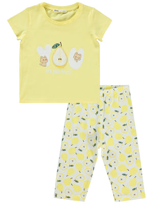 Civil Girls Meyveler Baskılı 2-5 Yaş Takım - Sarı