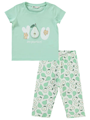 Civil Girls Meyveler Baskılı 2-5 Yaş Takım - Yeşil