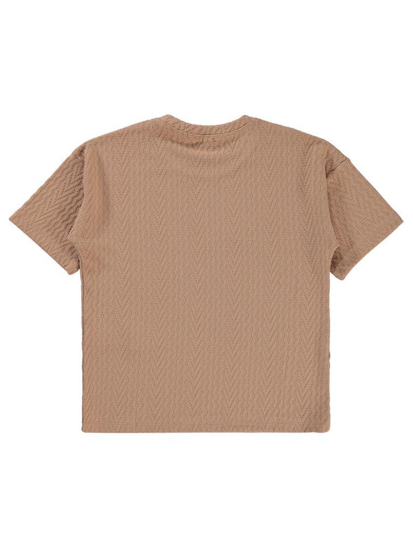 Civil Boys Kendinden Desenli 10-13 Yaş Tişört - Bej