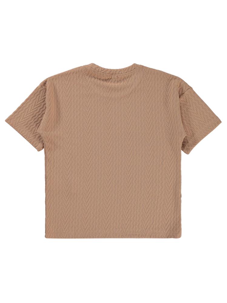 Civil Boys Kendinden Desenli 10-13 Yaş Tişört - Bej