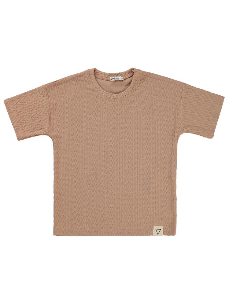 Civil Boys Kendinden Desenli 10-13 Yaş Tişört - Bej