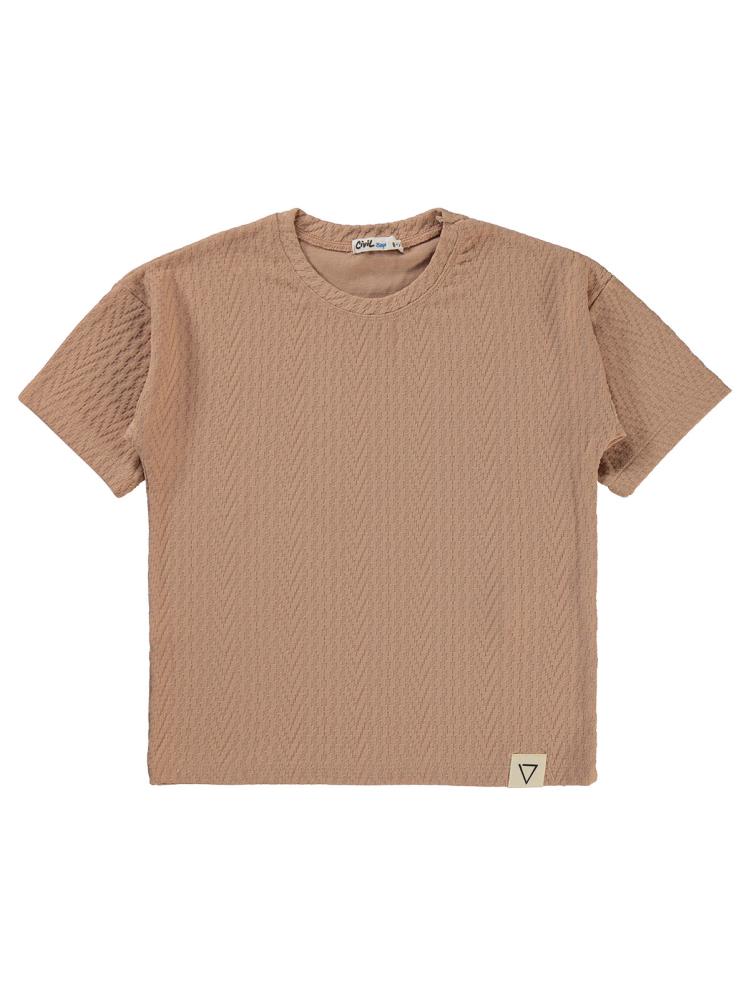 Civil Boys Kendinden Desenli 10-13 Yaş Tişört - Bej
