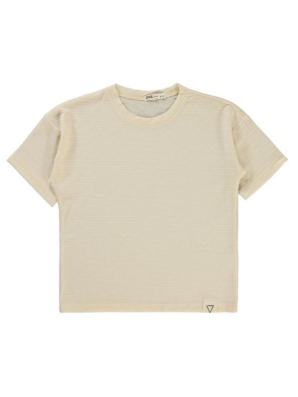 Civil Boys Kendinden Desenli 6-9 Yaş Tişört - Fil Dişi