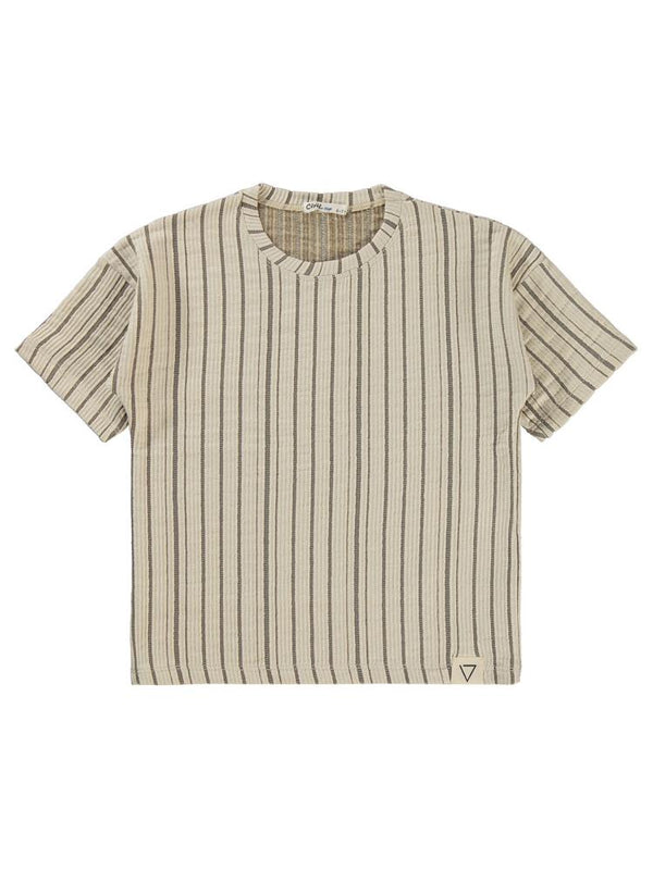 Civil Boys Kendinden Desenli 10-13 Yaş Tişört - Kahverengi