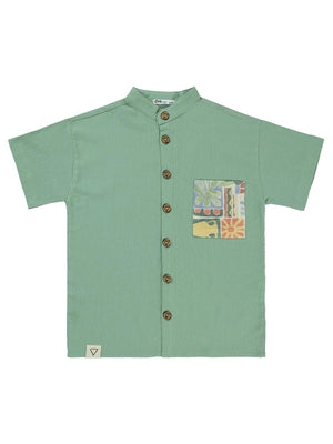 Civil Boys Desenli Cepli 6-9 Yaş Gömlek - Yeşil