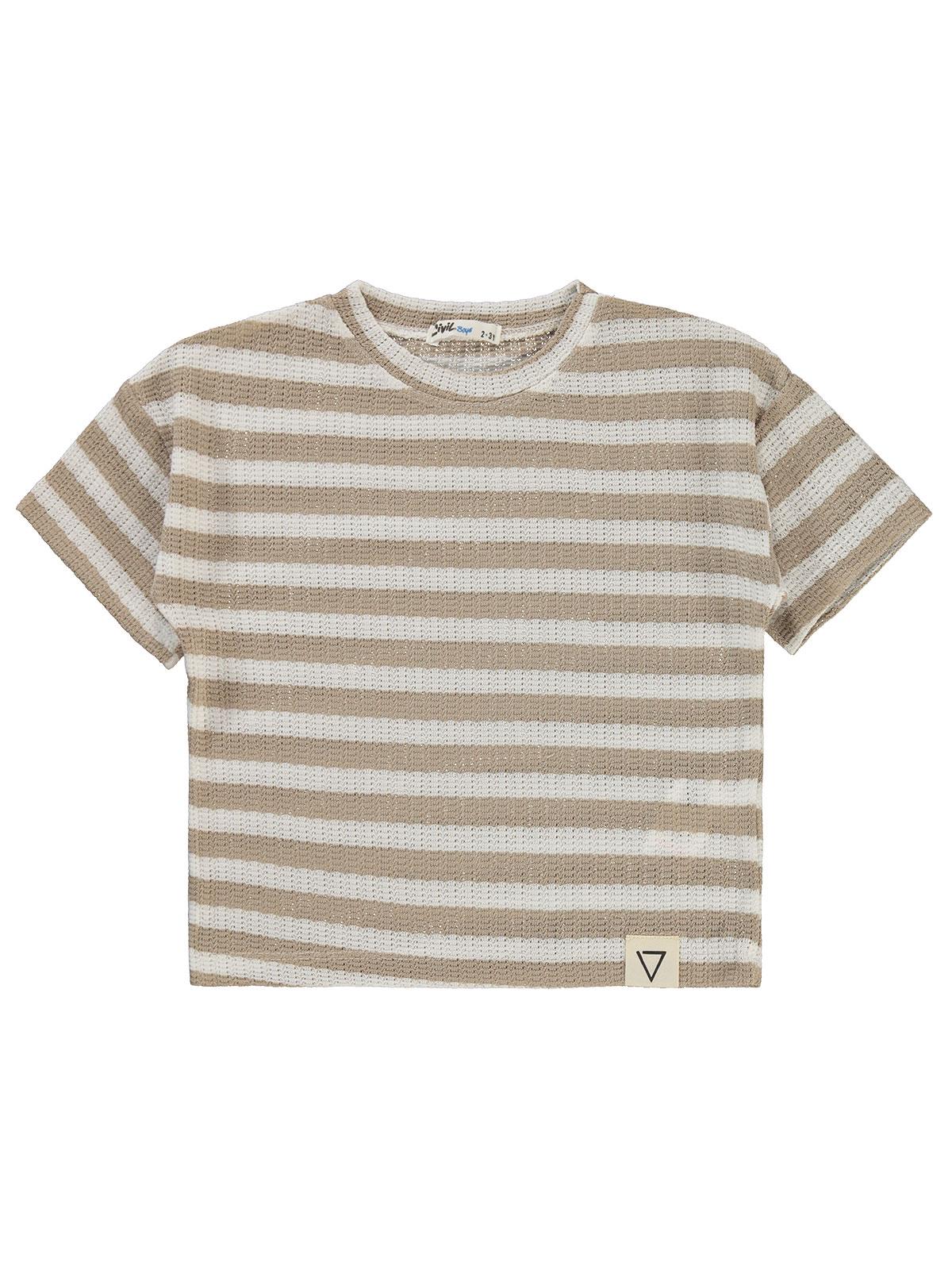 Civil Boys Çizgili 2-5 Yaş Tişört - Kahve
