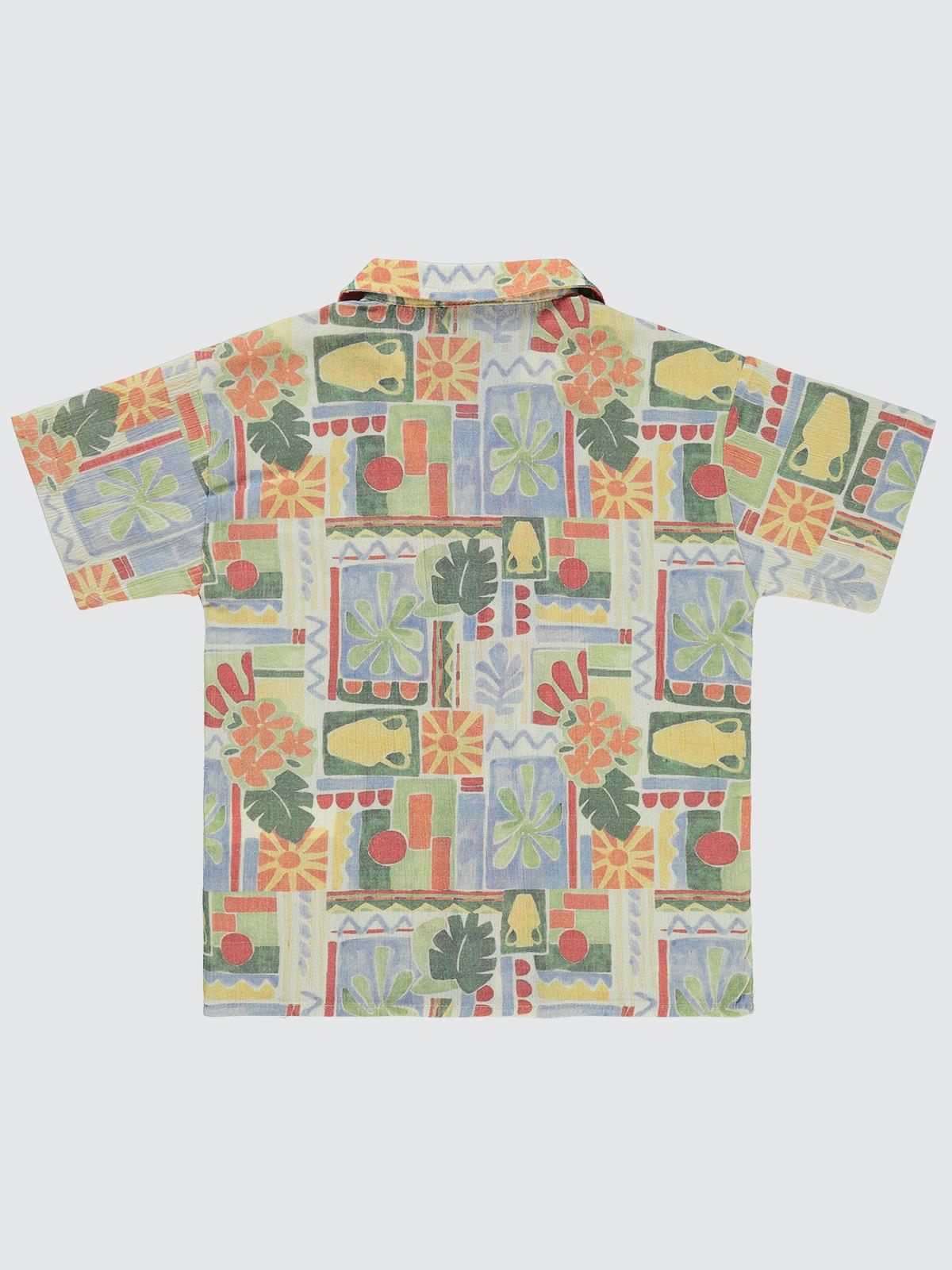 Civil Boys Kendinden Desenli Düz Cepli 6-9 Yaş Gömlek - Ekru