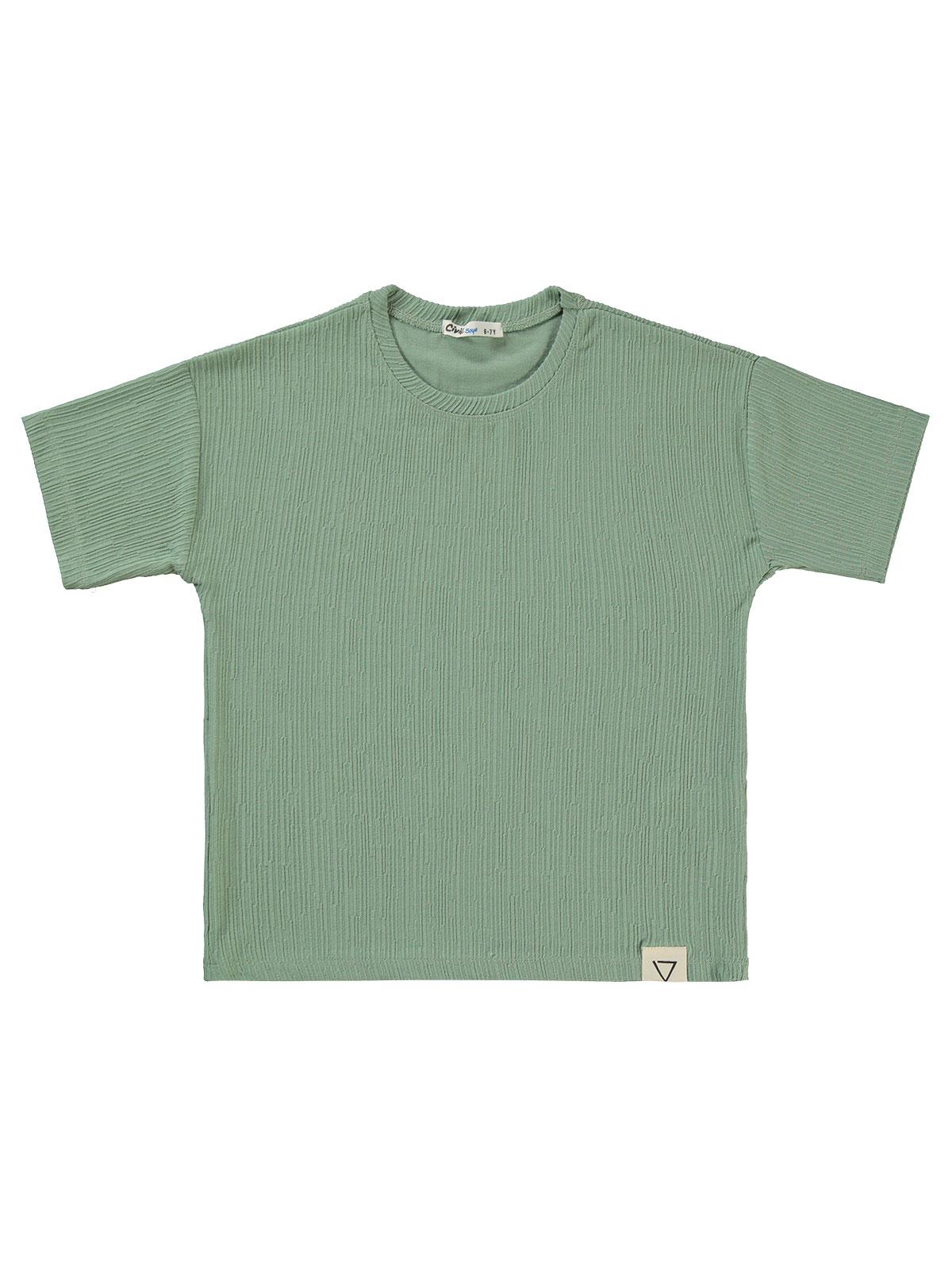 Civil Boys Kendinden Desenli 6-9 Yaş Tişört - Haki