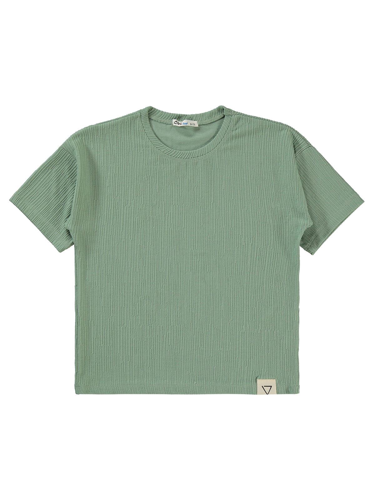 Civil Boys Kendinden Desenli 6-9 Yaş Tişört - Haki