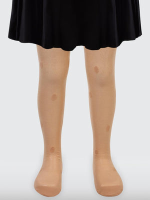 Civil Girls Fit Puanlı Kalp 2-6 Yaş Külotlu Çorap - Bej