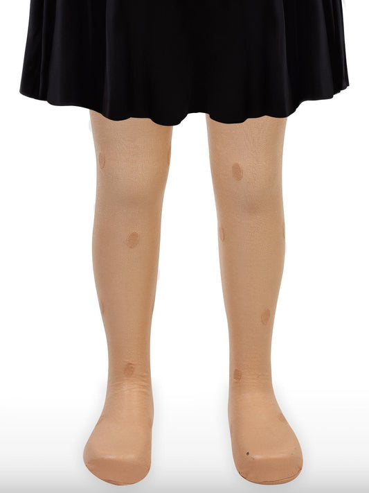 Civil Girls Fit Puanlı Kalp 2-6 Yaş Külotlu Çorap - Bej