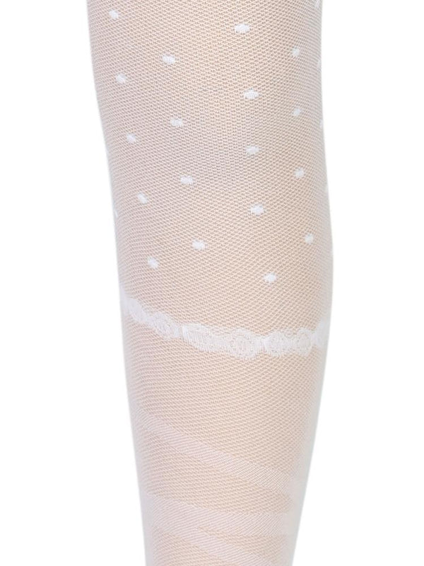 Civil Girls File Puan ve Çizgili 2-12 Yaş Külotlu Çorap - Beyaz