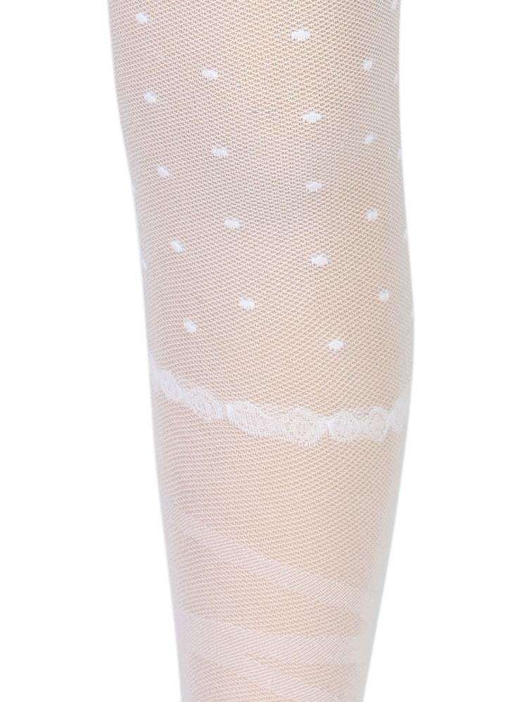 Civil Girls File Puan ve Çizgili 2-12 Yaş Külotlu Çorap - Beyaz