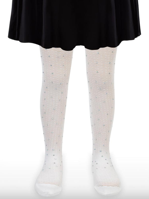 Civil Girls File Petek Desen Taşlı 2-12 Yaş Külotlu Çorap - Ekru