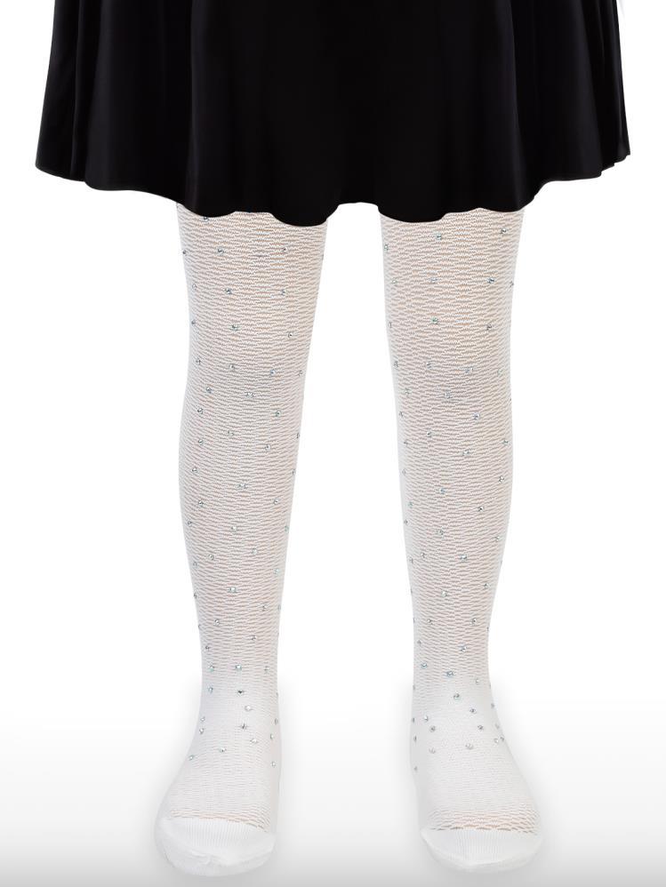 Civil Girls File Petek Desen Taşlı 2-12 Yaş Külotlu Çorap - Ekru