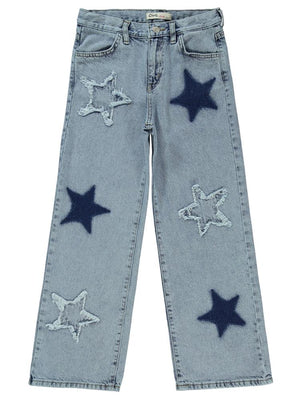 Civil Girls Yıldız Nakışlı 10-13 Yaş Pantolon - Mavi