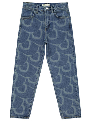 Civil Girls Kalp Baskılı 10-13 Yaş Pantolon - Mavi