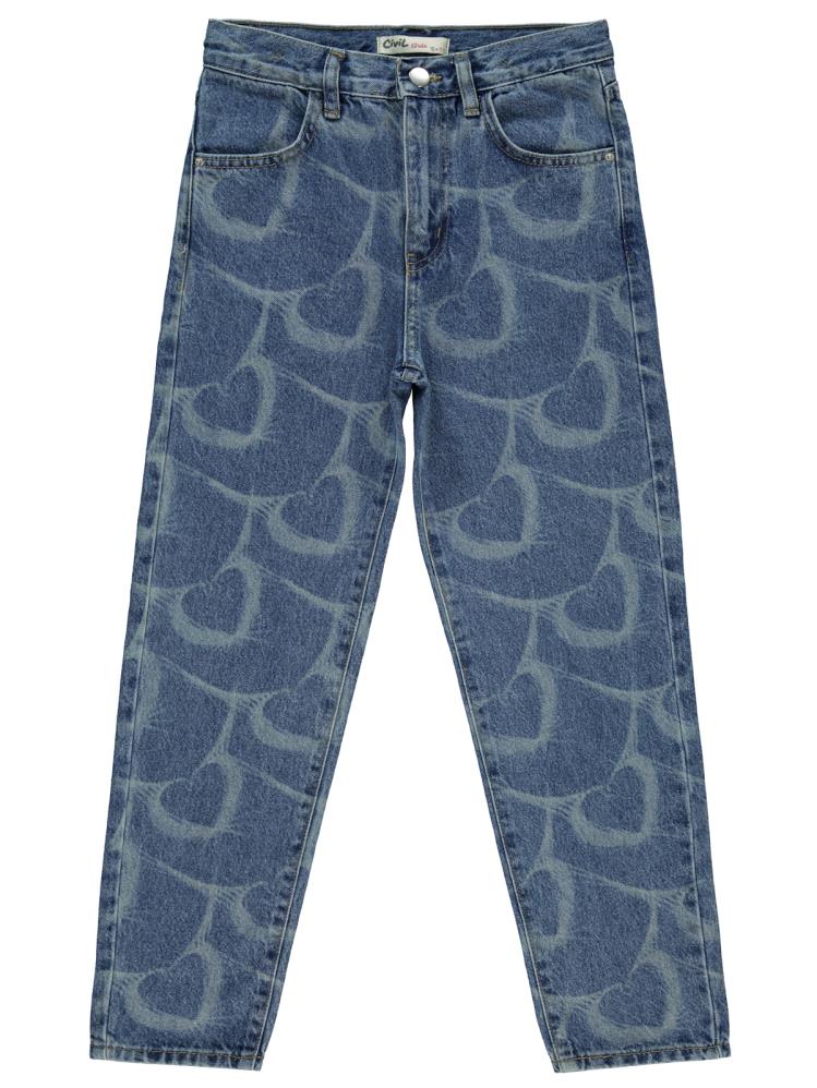 Civil Girls Kalp Baskılı 10-13 Yaş Pantolon - Mavi