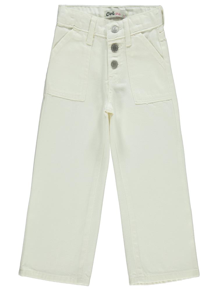 Civil Girls Cepli 2-5 Yaş Pantolon - Beyaz