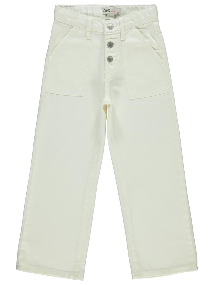 Civil Girls Cepli 6-9 Yaş Pantolon - Beyaz