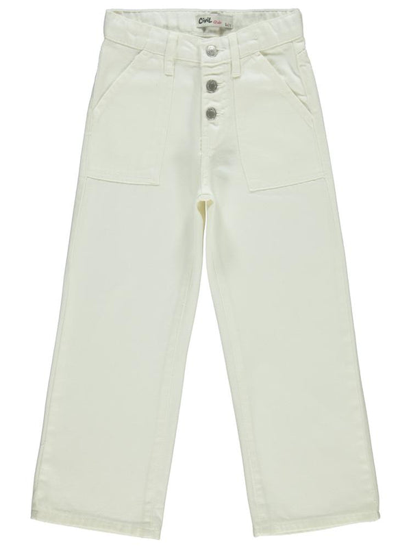 Civil Girls Cepli 10-13 Yaş Pantolon - Beyaz