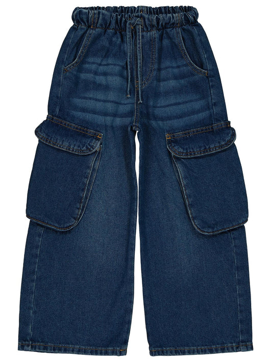 Civil Girls Büyük Cepli  6-9 Yaş Pantolon - Mavi