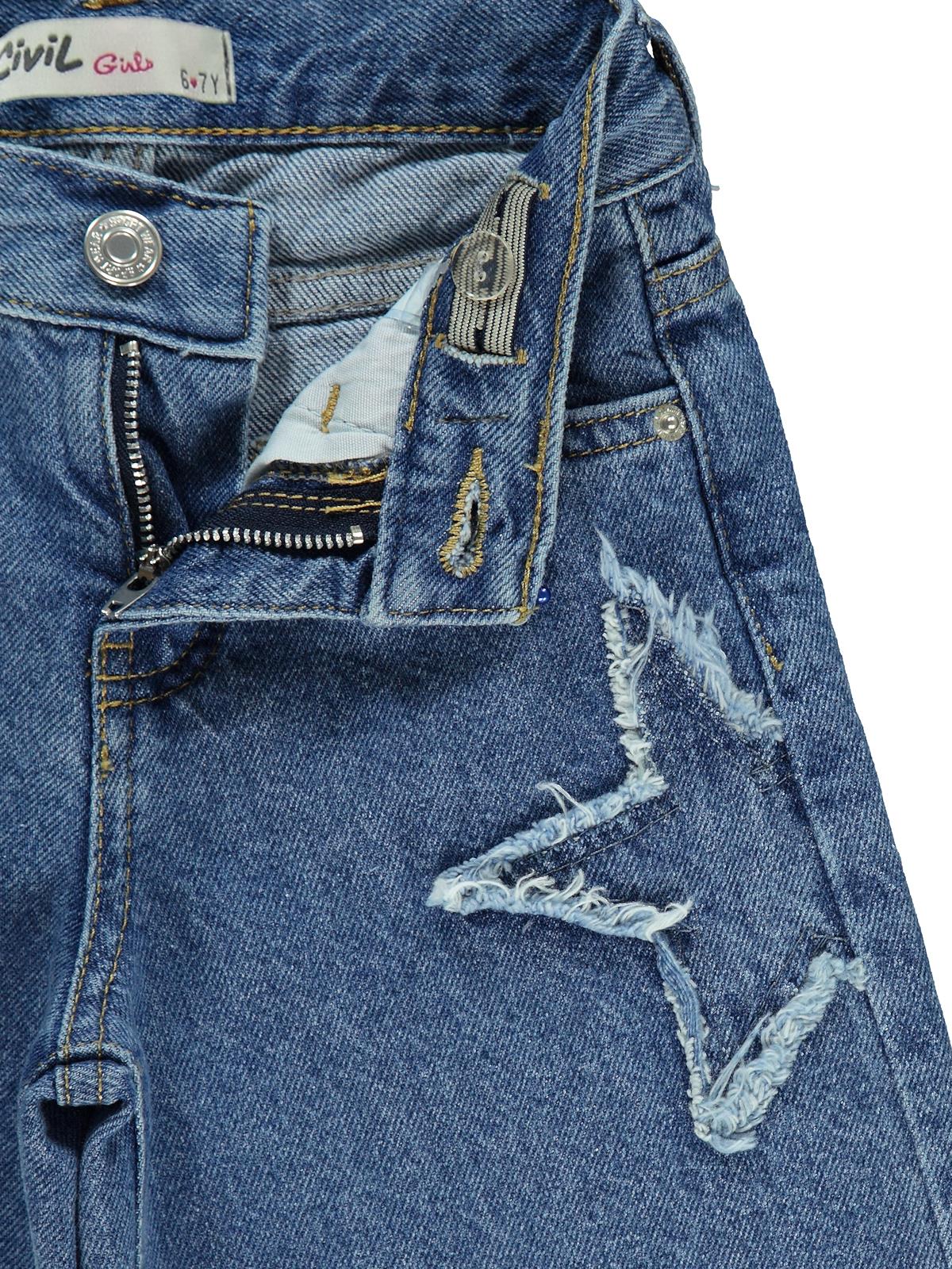 Civil Girls Yıldız Nakışlı 6-9 Yaş Pantolon - Mavi