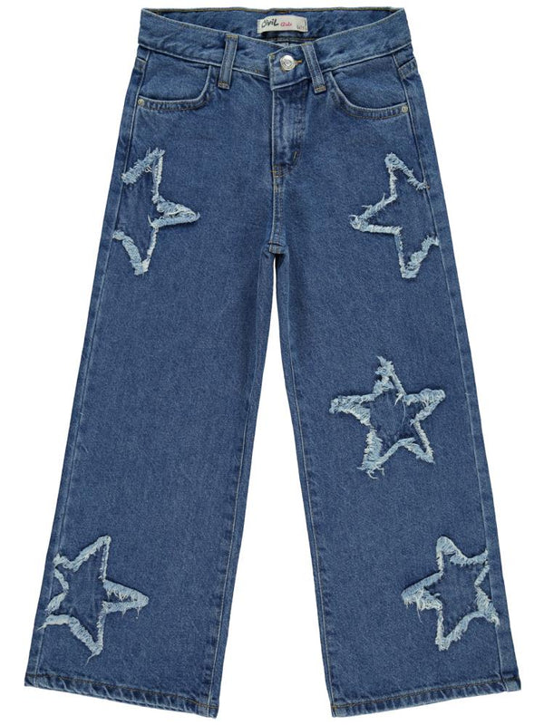 Civil Girls Yıldız Nakışlı 6-9 Yaş Pantolon - Mavi