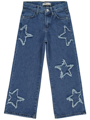 Civil Girls Yıldız Nakışlı 6-9 Yaş Pantolon - Mavi