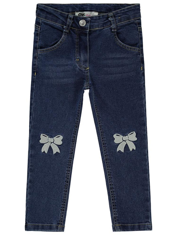 Civil Girls Fiyonk Nakışlı 2-5 Yaş Pantolon - Lacivert