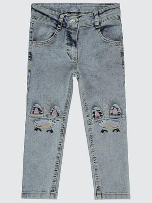 Civil Girls Unicorn Nakışlı 2-5 Yaş Pantolon - Mavi