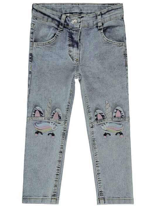 Civil Girls Unicorn Nakışlı 2-5 Yaş Pantolon - Mavi