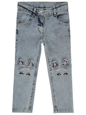 Civil Girls Unicorn Nakışlı 2-5 Yaş Pantolon - Mavi